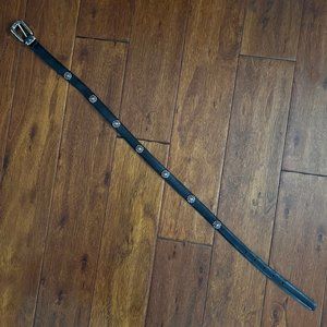 Brighton Black Leather Belt Silver Cabochons